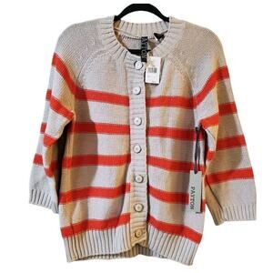Payton Women's Crew Neck Cardigan Sweater - Size XL - Beige & Orange